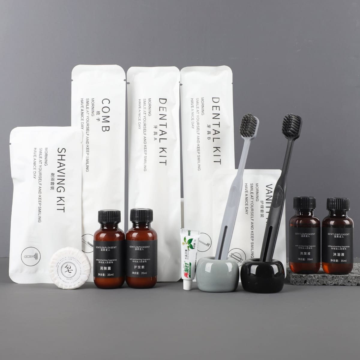 MORNING Series Amenity Kit (White Film Pouches)
